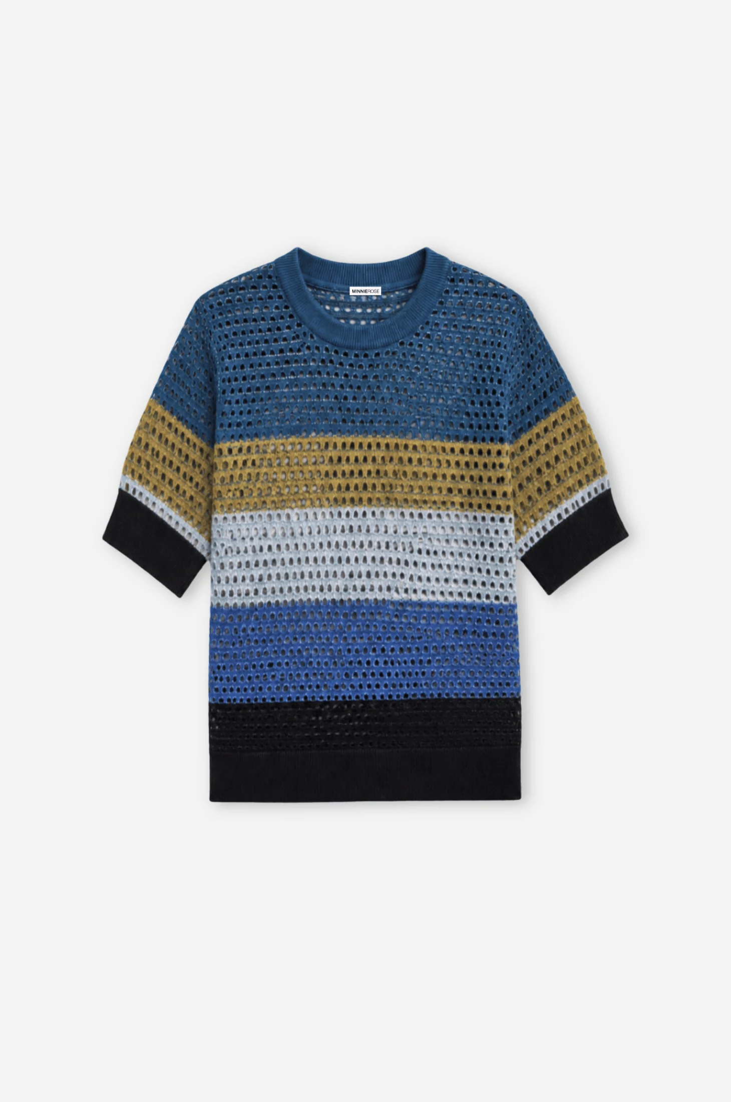 Image of Plaited Mesh Striped Short Sleeve Crew