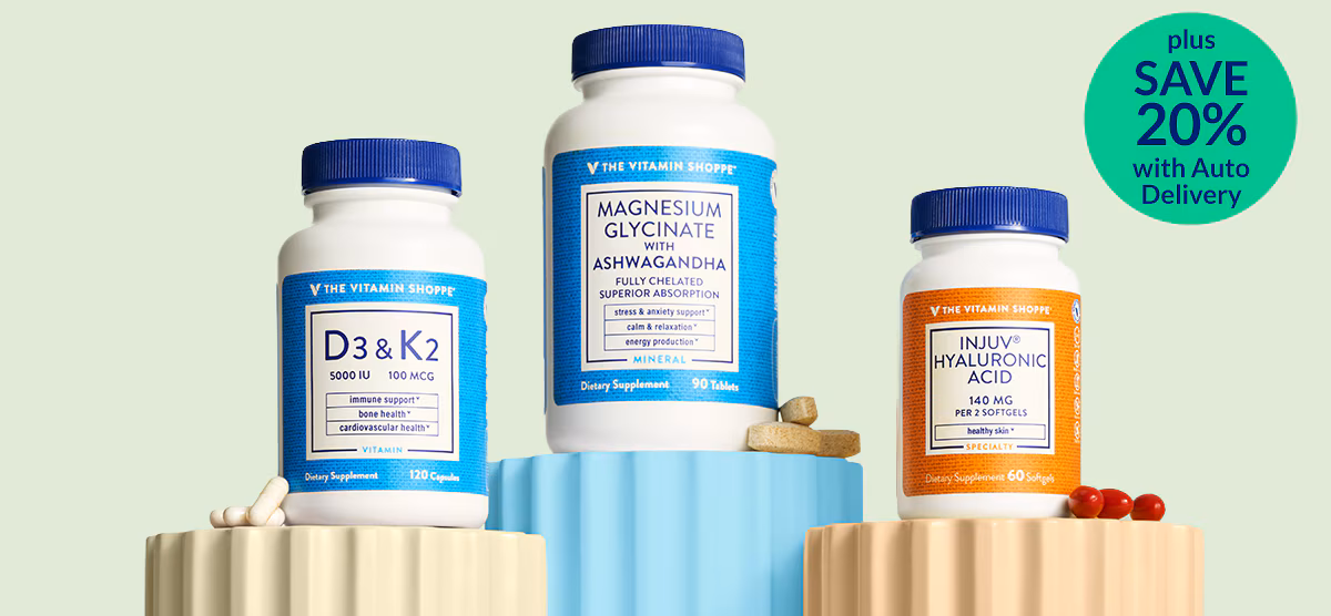 plus SAVE 20% with Auto Delivery. D3 & K2, MAGNESIUM GLYCINATE And INJUV HYALURONIC ACID items. Shop for these products