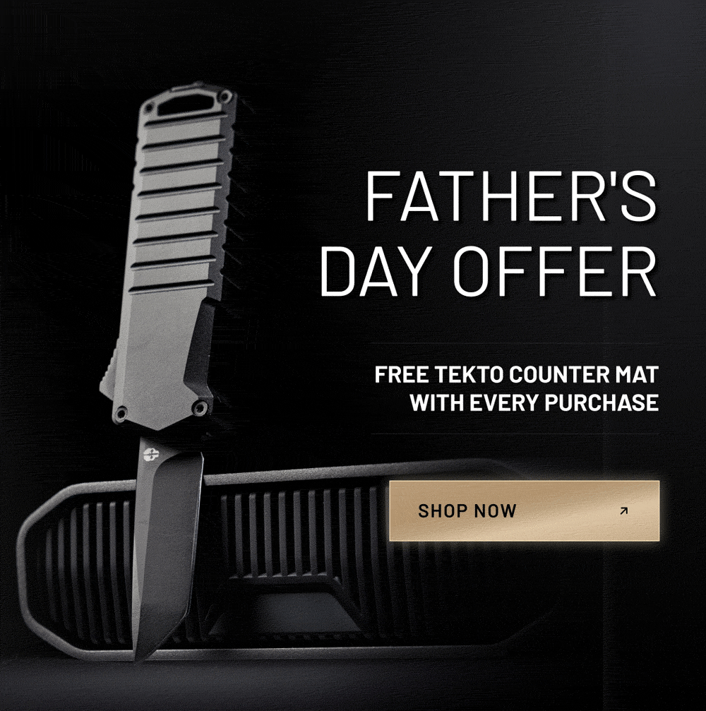 Tekto A2 Badger knife displayed against a dark tactical background