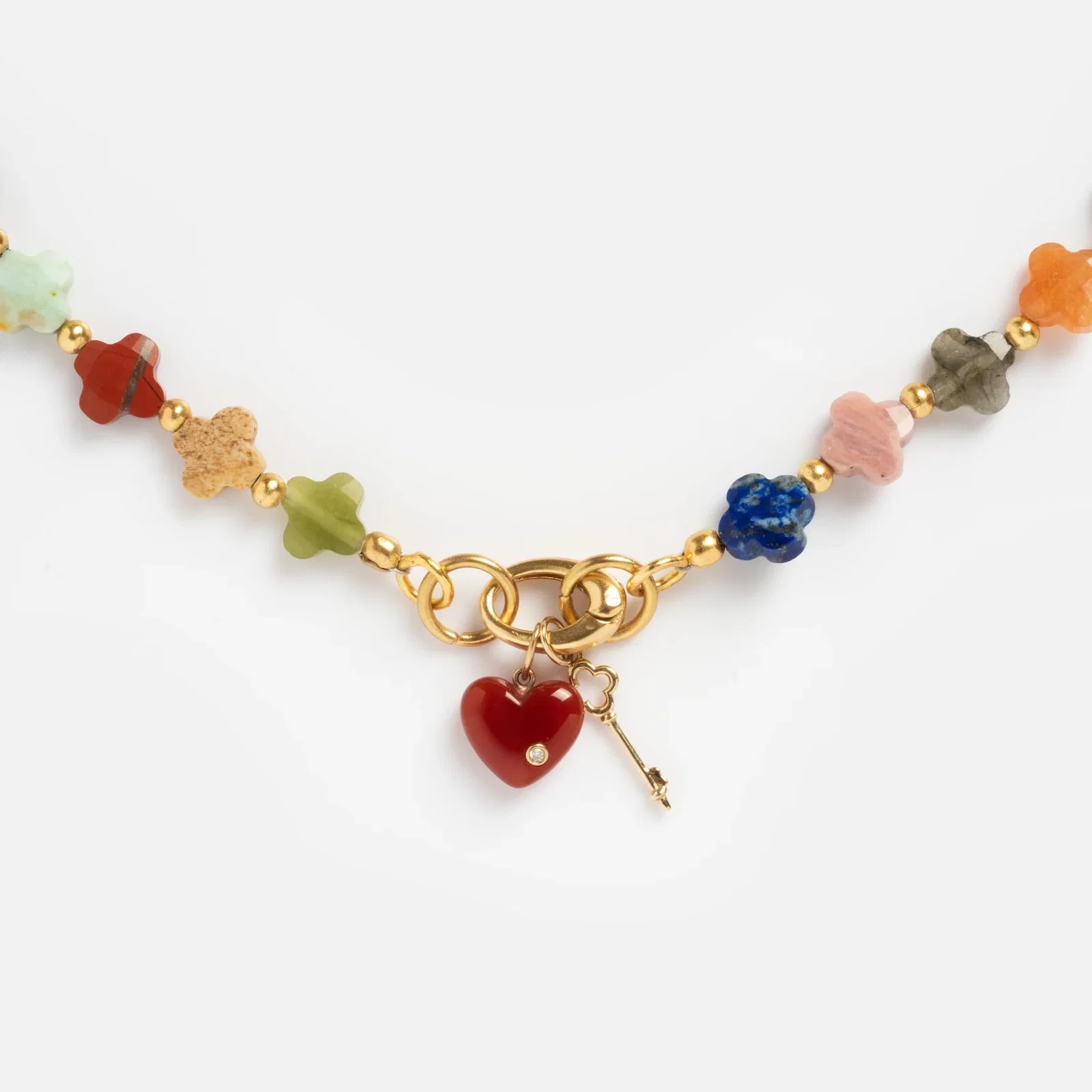 Image of Beaded Gemstone Charm Holder Necklace