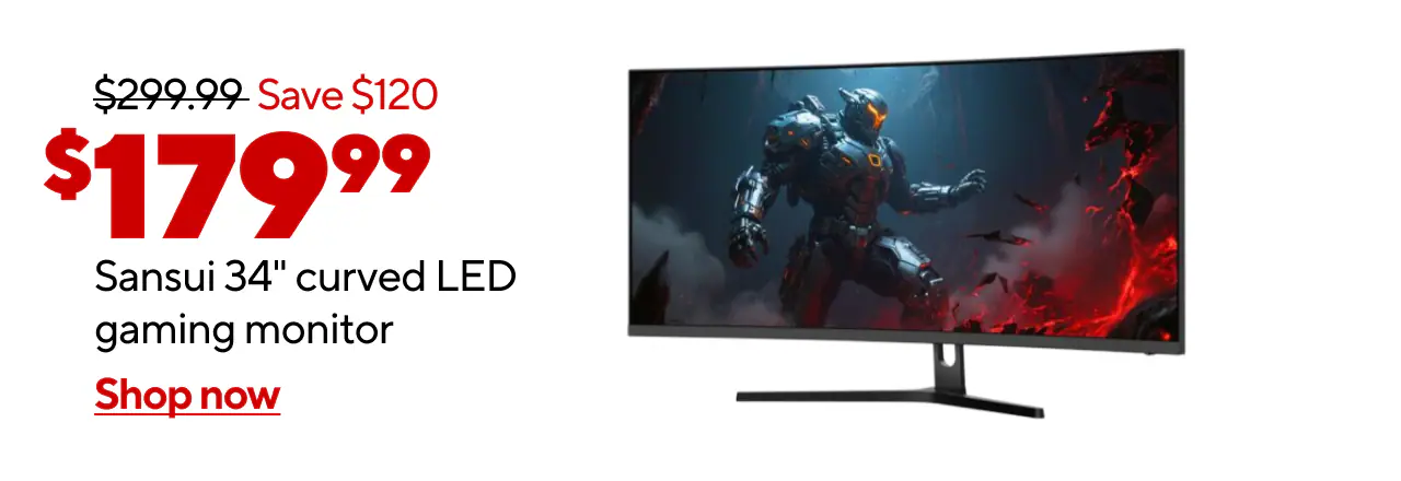 (AD: $179.99) Sansui 34 Curved Ultrawide 165Hz Gaming Monitor (Reg: $299.99, Save $120)