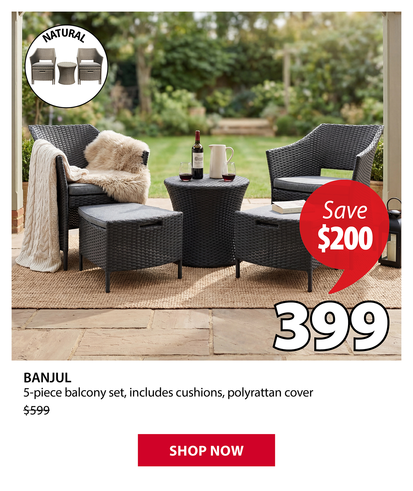 BANJUL 5-piece balcony set | Save $200