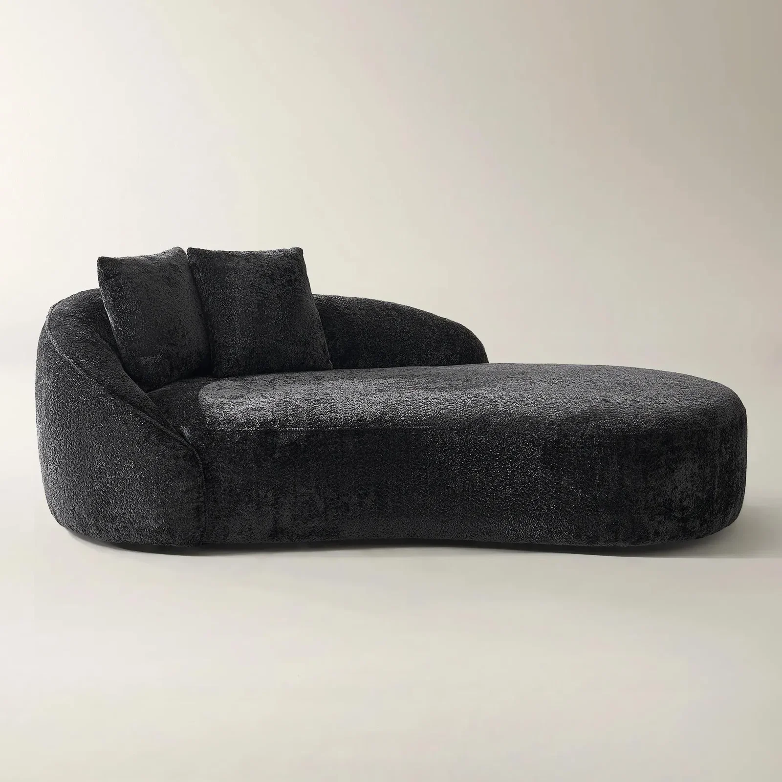 Image of Irene Chenille Chaise (87.5") - Charcoal