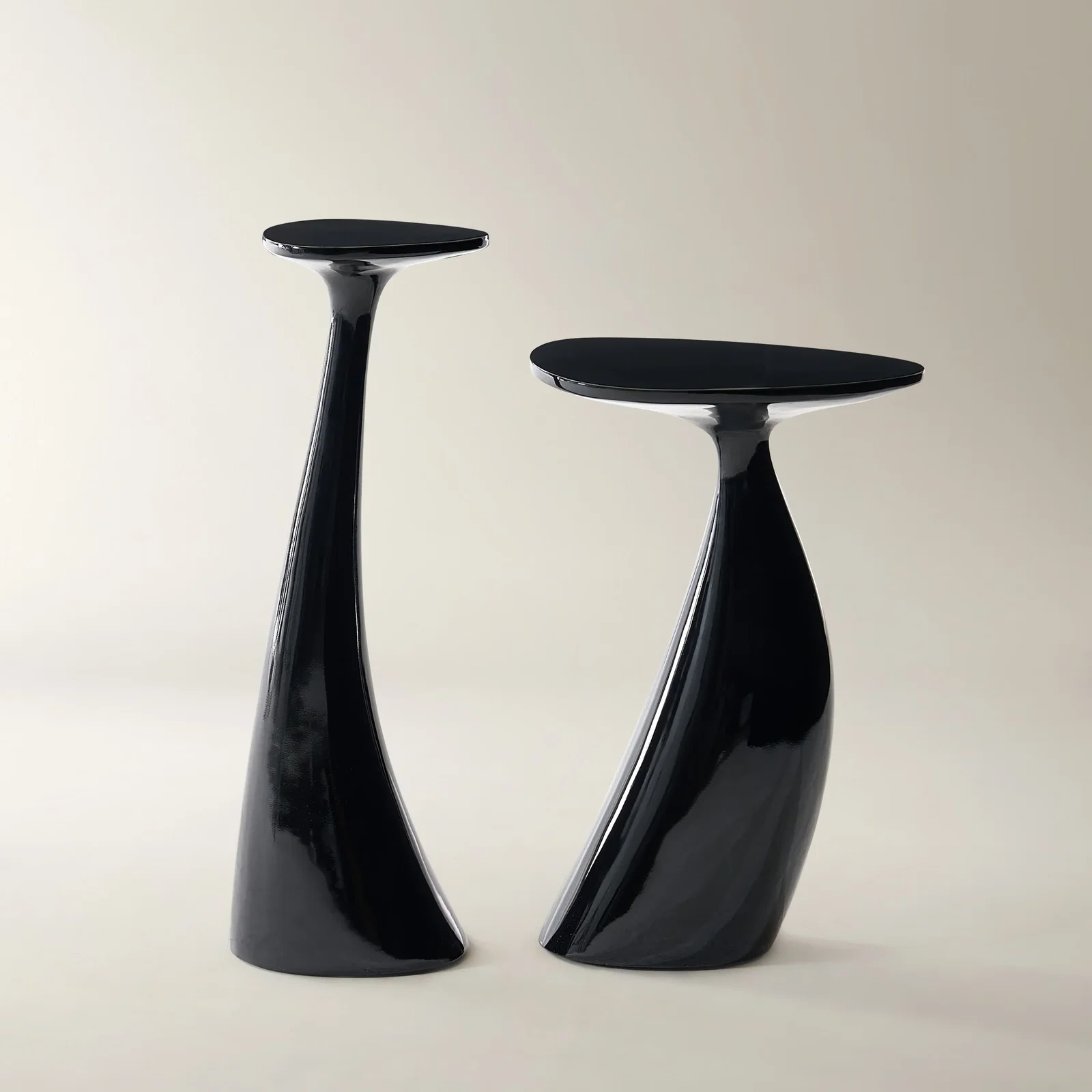 Image of Thalia Side Table Set of 2 (8"-12.5") - Glossy Black