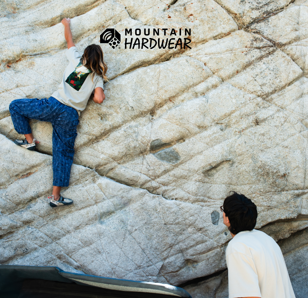 A women bouldering