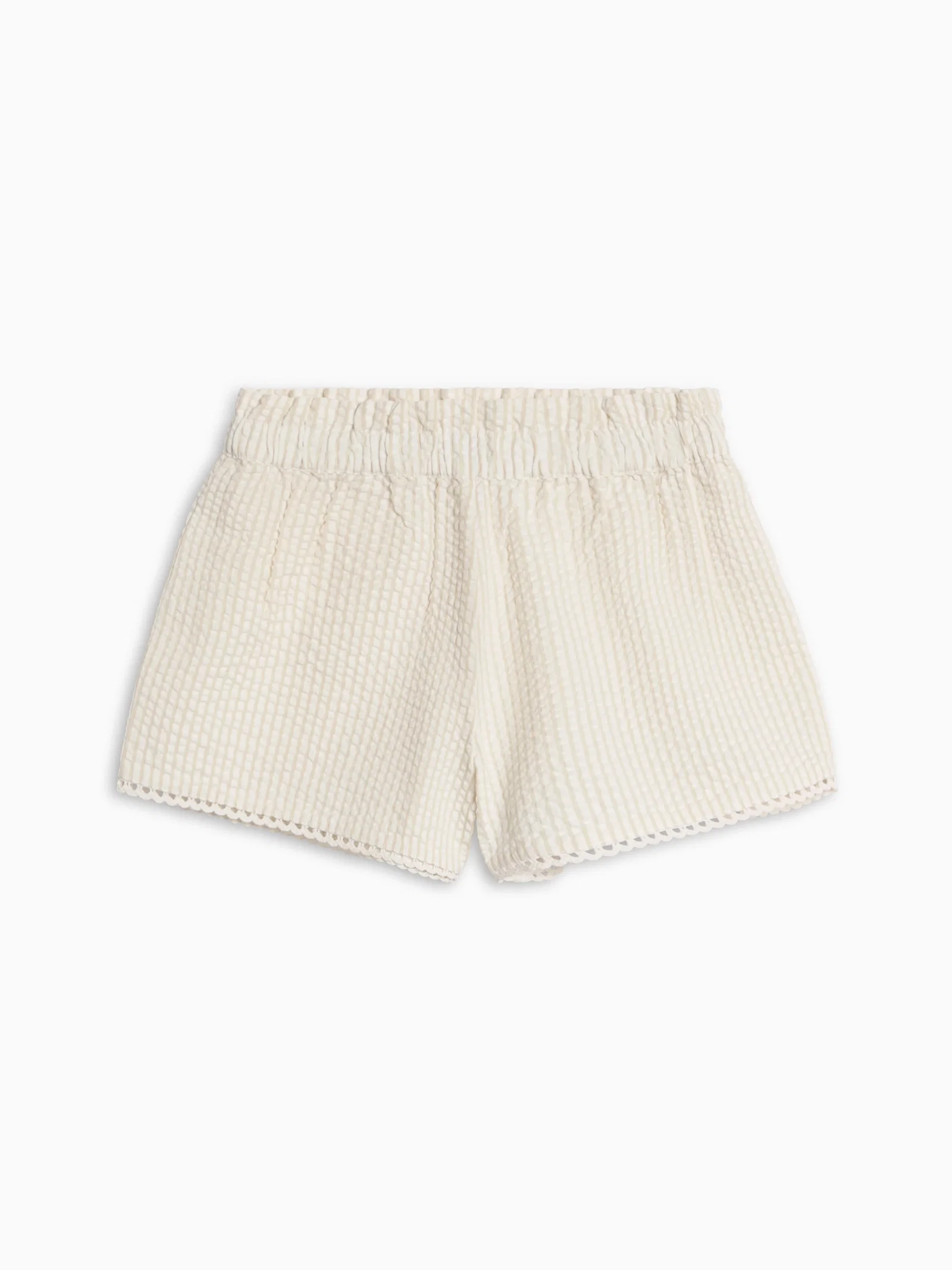 Image of Patty Seersucker Scalloped Trim Short - Dune Stripe
