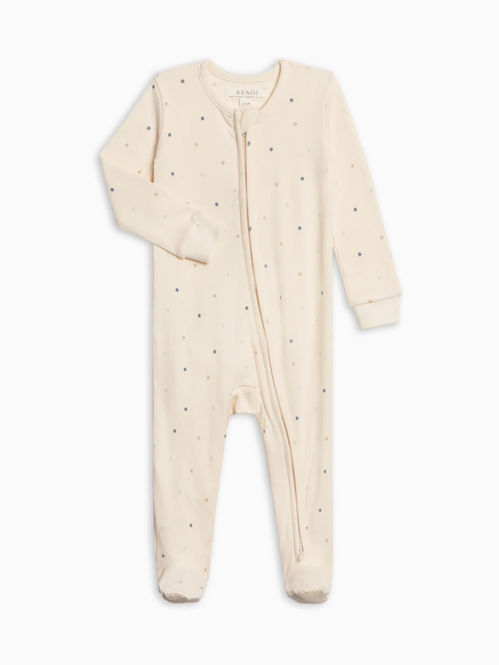 Image of Kit Ribbed Zipper Sleeper - Mini Dot / Sea + Dune