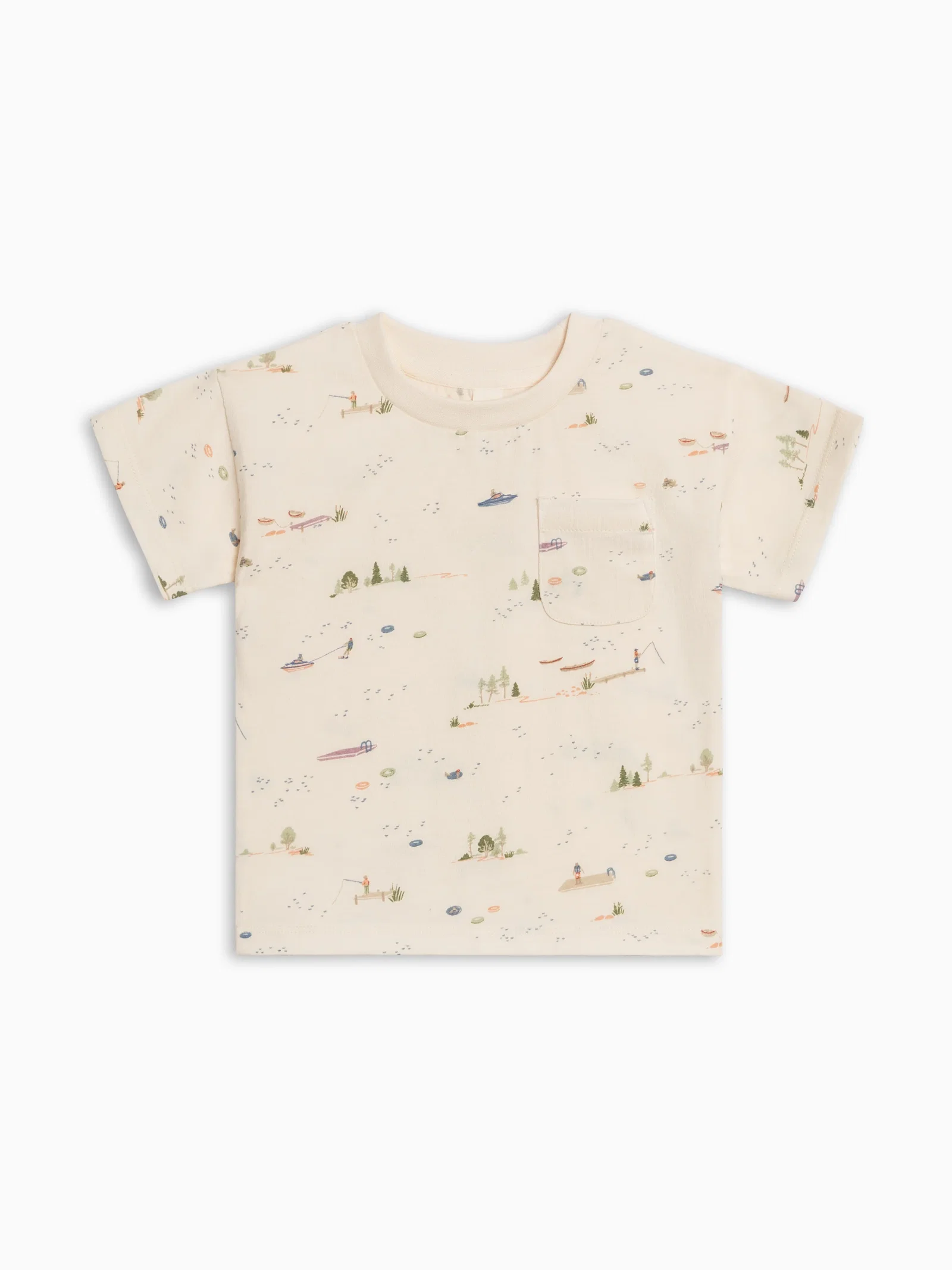 Image of Hollis Drop Shoulder Tee - Lake / Barn + Mint