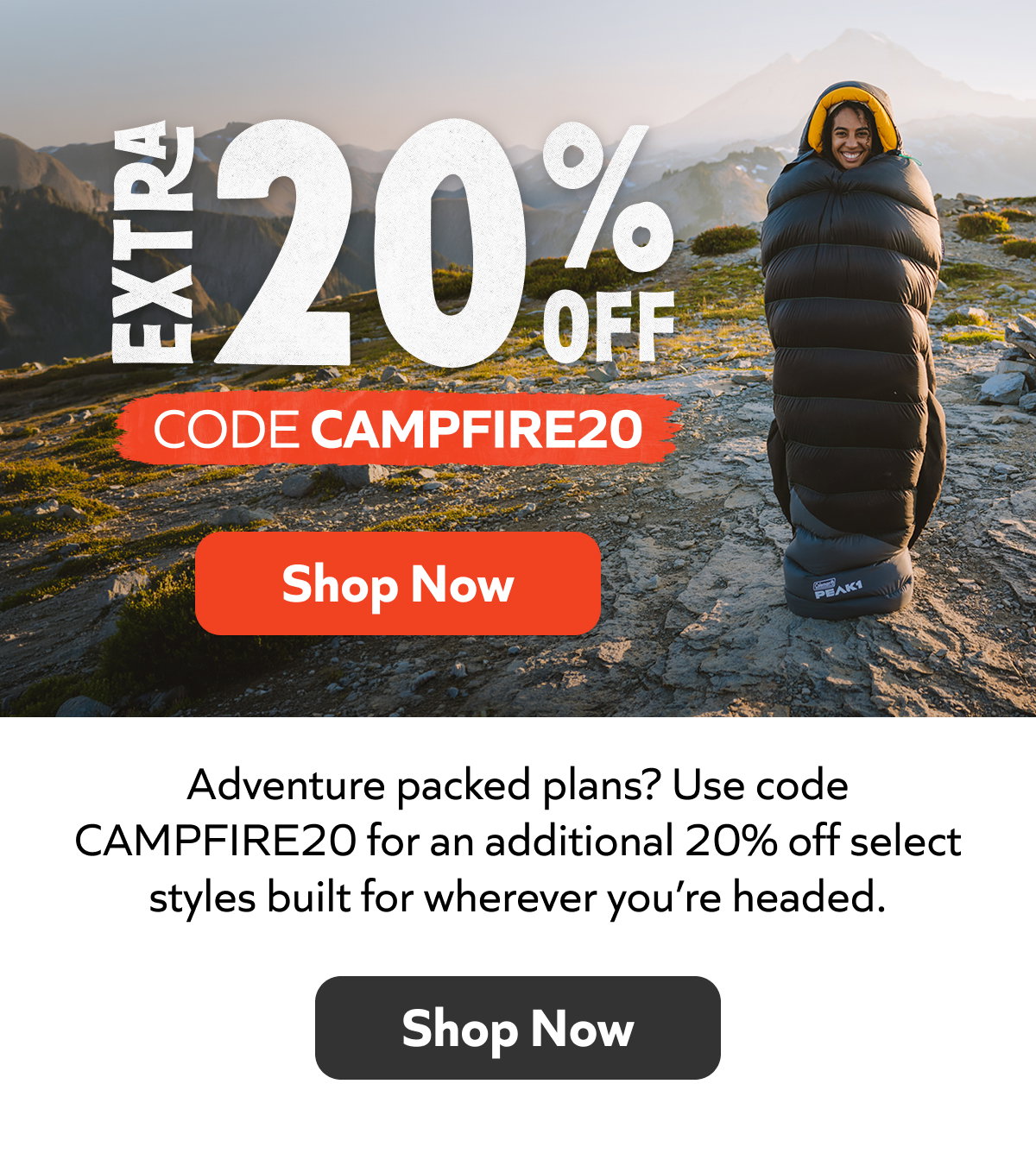 Extra 20% off with code CAMPFIRE20. Shop Now!