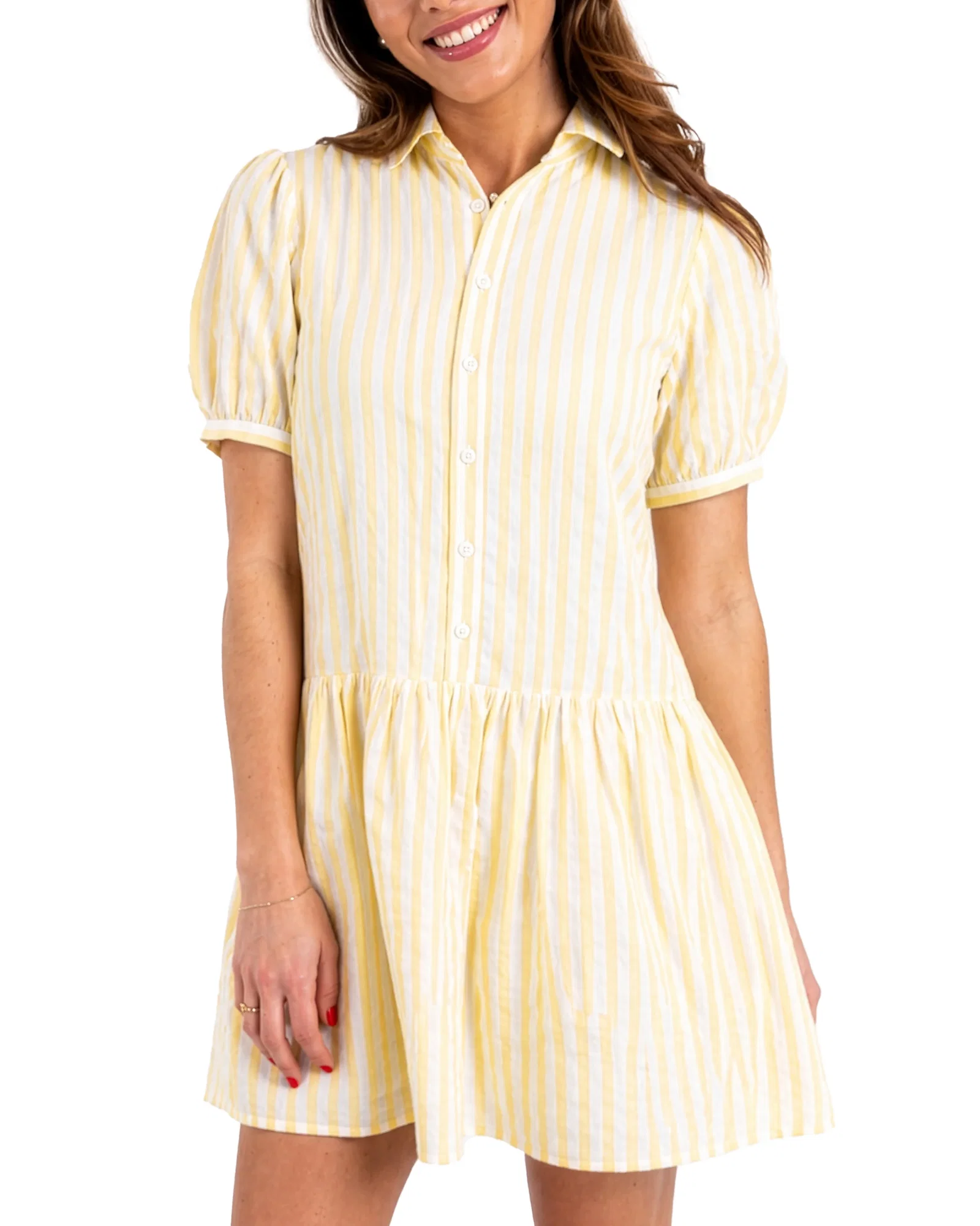 Image of The Seaside Stripe Dress in Yellow