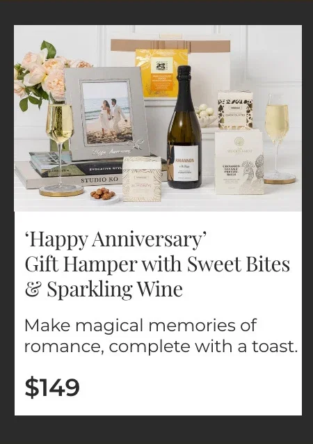        'Happy Anniversary' Gift Hamper with Sweet Bites & Sparkling Wine