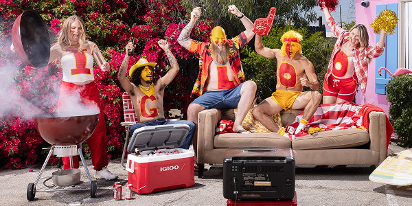 Igloo image of people at a tailgate party