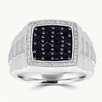 Men's Black Sapphire & Diamond Ring