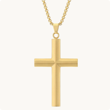 Men's Stainless Steel & Gold Ion-Plate Cross Necklace