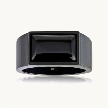 Men's Black Agate 13mm Ring in Stainless Steel & Black IP