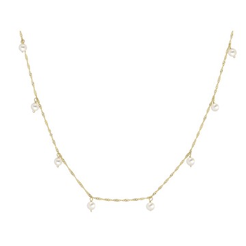 White Cultured Freshwater Pearl 14k Yellow Gold 18 Inch Necklace