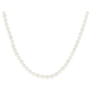 White Cultured Freshwater Pearl Sterling Silver 18 Inch Strand Necklace