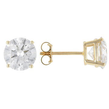 White Lab-Grown Diamond G VS 14K Yellow Gold Solitaire Stud Earrings 4.00ctw