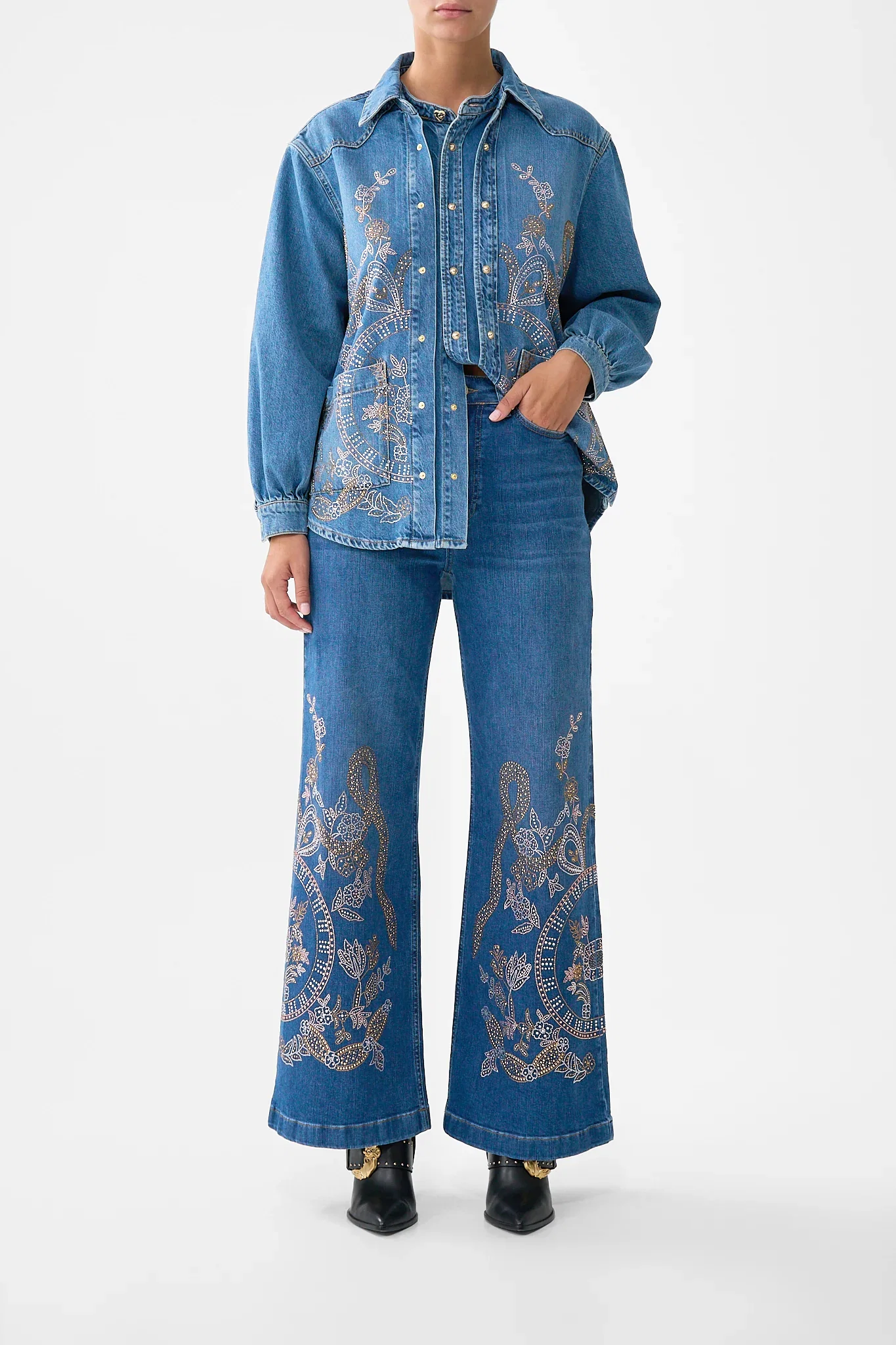 Image of JENNA ACE OF LACE HIGH WAISTED FLARE DENIM
