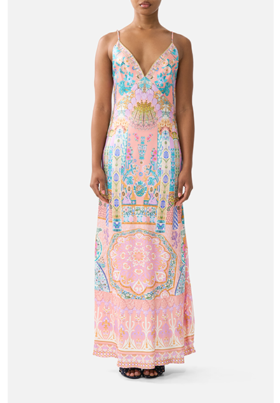 V NECK FULL LENGTH BIAS SLIP DRESS | HOWDY GAUDI