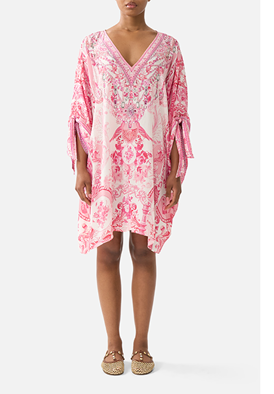 TIE SLEEVE SHORT V NECK KAFTAN | LIVIN LA VIDA ROSA