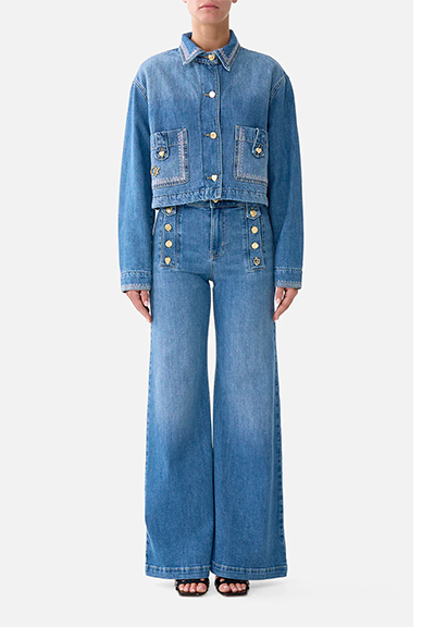 AMANDA TAURUS RISING HARDWARE FLARE JEAN | DENIM