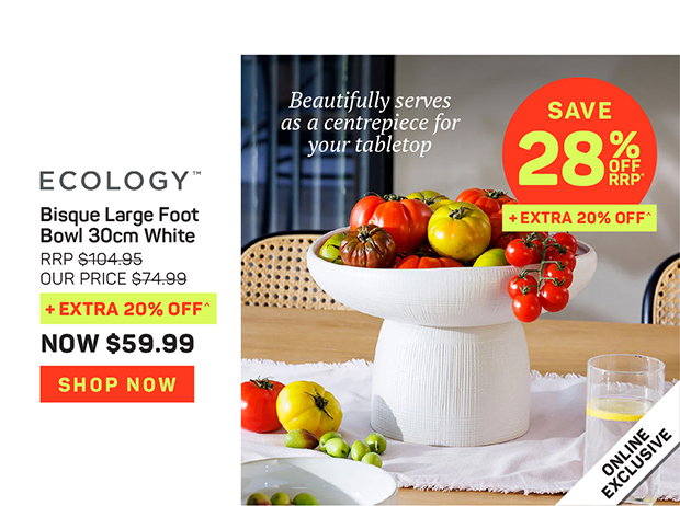Ecology Bisque Large Foot Bowl 30cm White