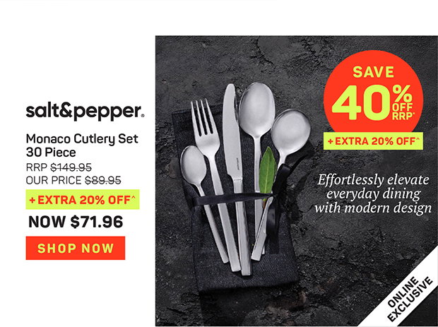 Salt & Pepper Monaco Cutlery Set - 30 Piece
