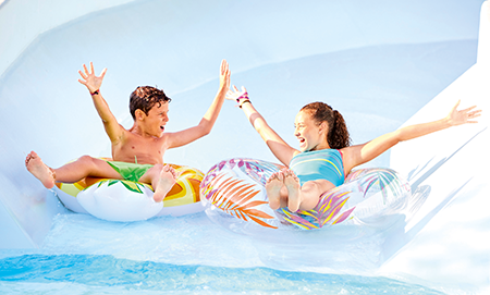 Kids on waterslide