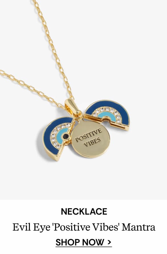 Shop Evil Eye 'Positive Vibes' Mantra Necklace