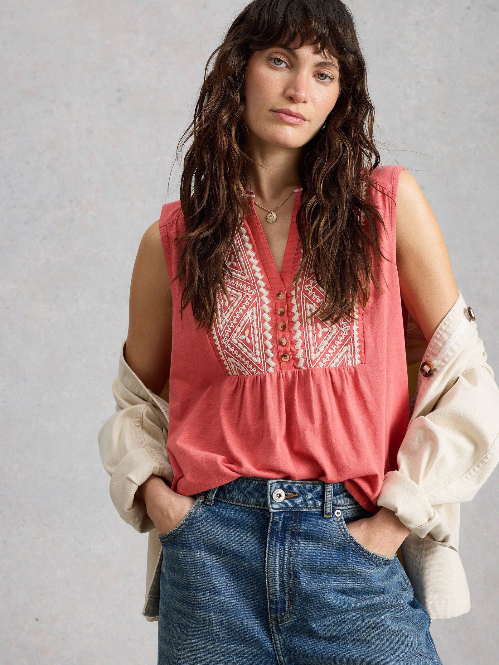 Shop Peony Sleeveless Shirt