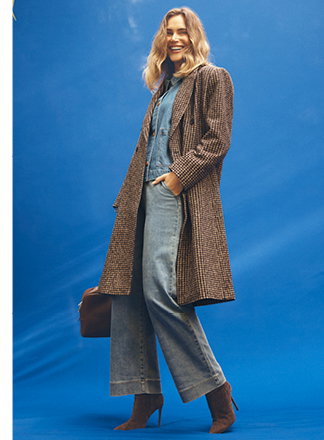 Double Breasted Houndstooth Coat