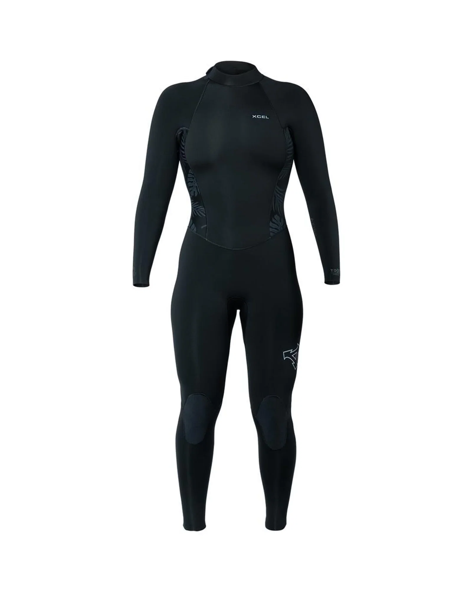 Image of Women's Axis Back Zip Full Wetsuit 5/4mm - Black/Palm-Monstera Print