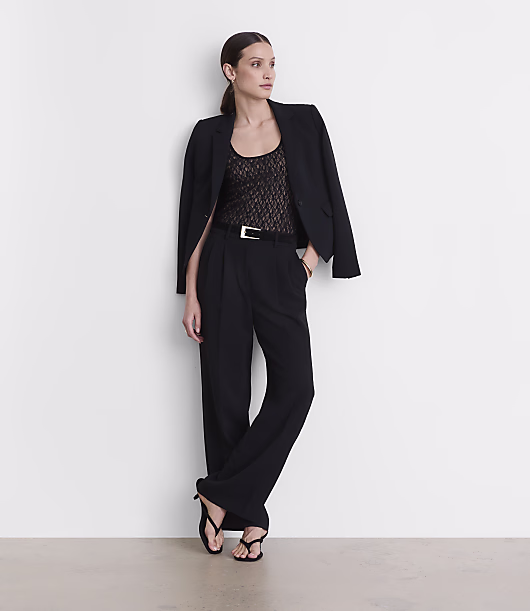 LOFT Versa Crepe Drape Pleated Relaxed Straight Pants