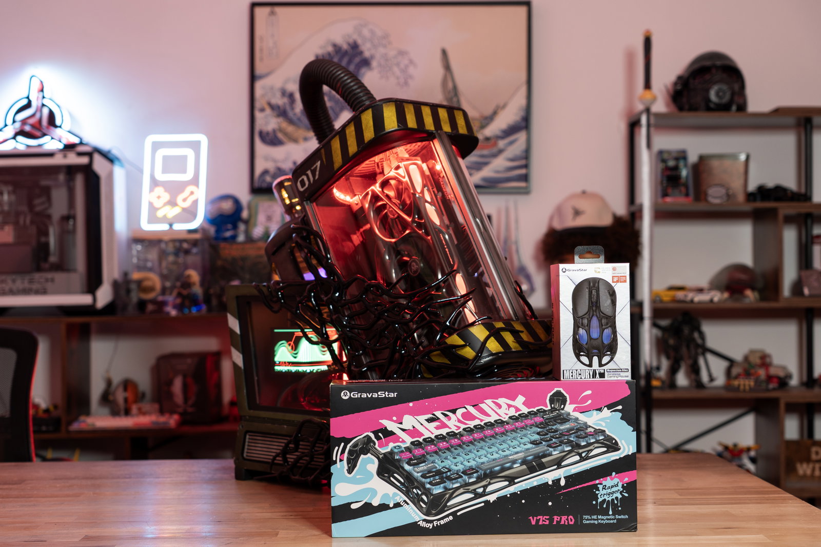 a PC in the shape of a containment tank with a monitor next to it.