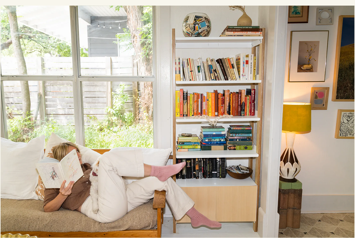Pictured: The Shelving System (Ash/White) in the home's living room