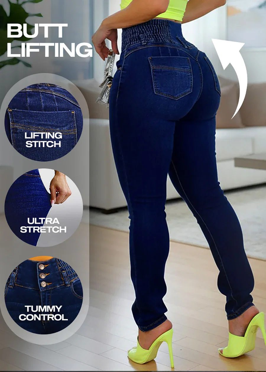 Image of MX JEANS Spandex Waist Butt Lift Dark Wash Skinny Jeans