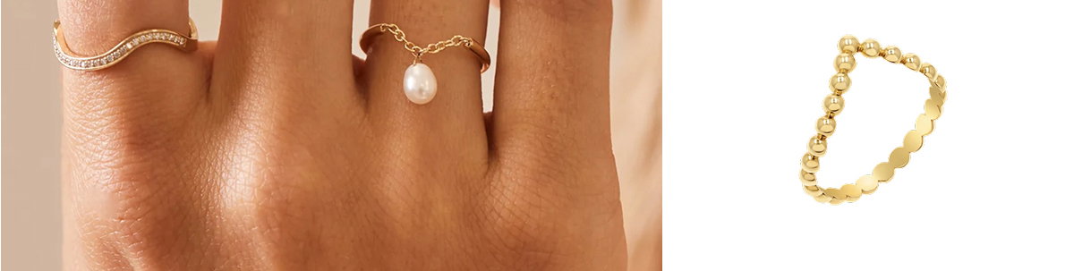 Beaded Wishbone Ring