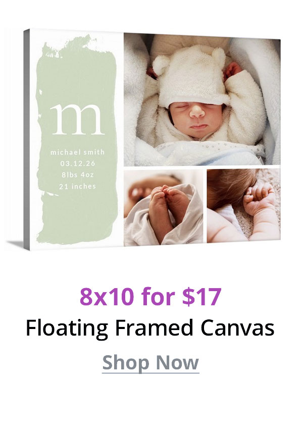 Float Framed Canvas, 8x10 for $17 Shop Now
