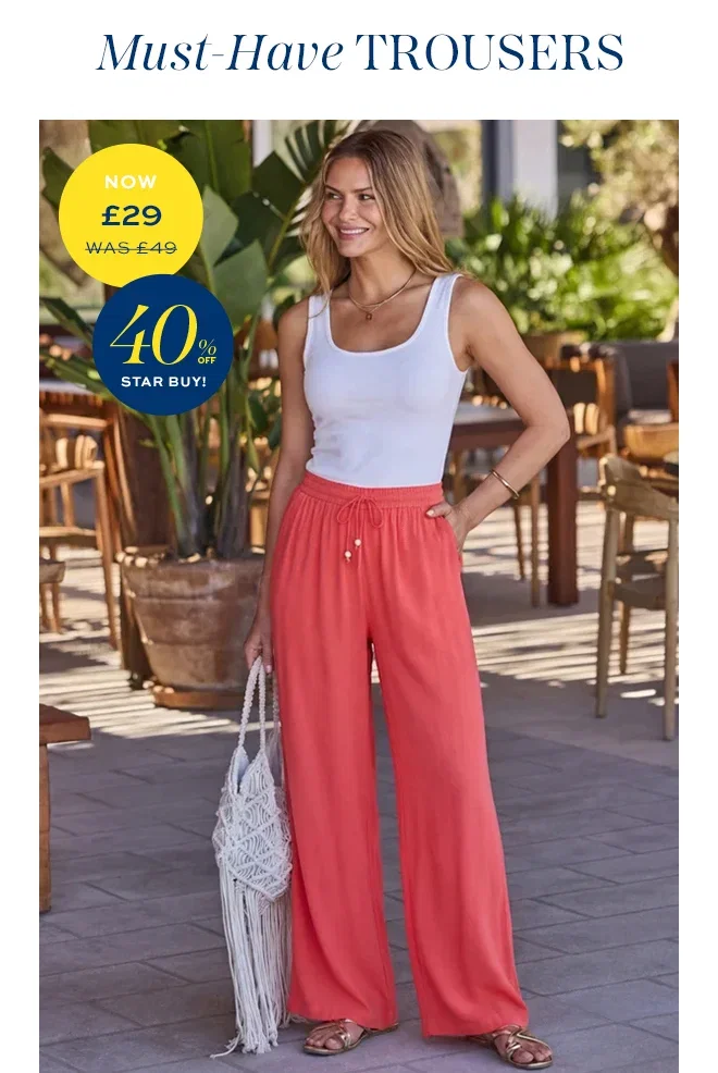 Coral Drawstring Waist Wide Leg Trousers