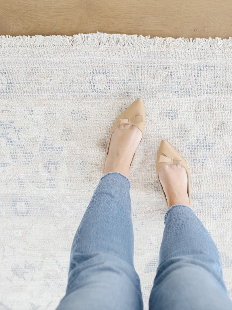 Close-up photo of Julia Rug in Pale Blue from above.