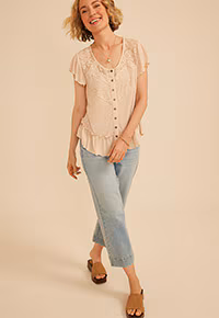 Model wearing maurices clothing.
