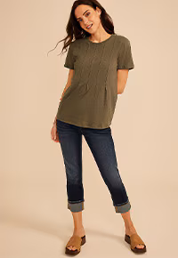 Model wearing maurices clothing.