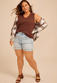 Model wearing maurices clothing.