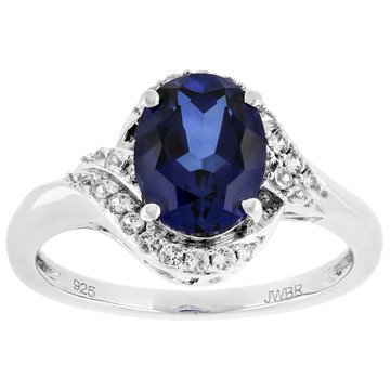 Blue Lab Created Sapphire Rhodium Over Sterling Silver Ring 2.41ctw