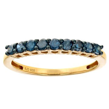 Blue Diamond 14k Yellow Gold Over Sterling Silver Band Ring 0.45ctw