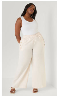 Button Detailed Cotton Blend Pants