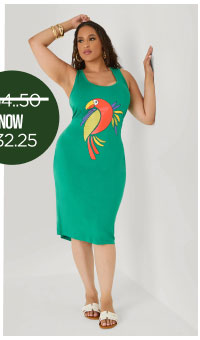 Cutout Parrot Midi Tank Dress