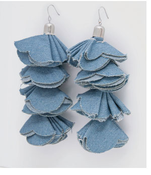 Denim Petal Earrings