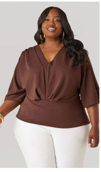 V Neck Stretch Crepe Top